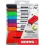 Kores Whiteboard Marker Set rinkinys, 7 žymekliai + trintukas, apvalus antgalis, 3,0 mm, greitai džiūstantys, įvairių spalvų (M20866)