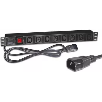 Wirewin NVL8 USV Version 19 colių 1U Rackmount PDU, 8x IEC C13 išvadai, IEC C14 įvadas, 10A, 2300W, juodas