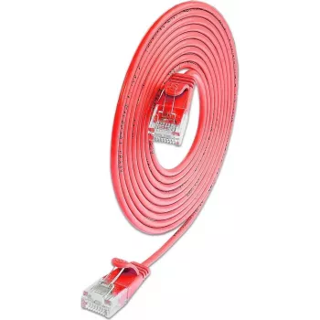 Wirewin SLIM KAT6A 10 Gigabit šviesus pataisymo kabelis apvalus U/UTP Ø 3,6 mm raudonas 0,5 m SLIM-L-UU-K6A 0.5 RD