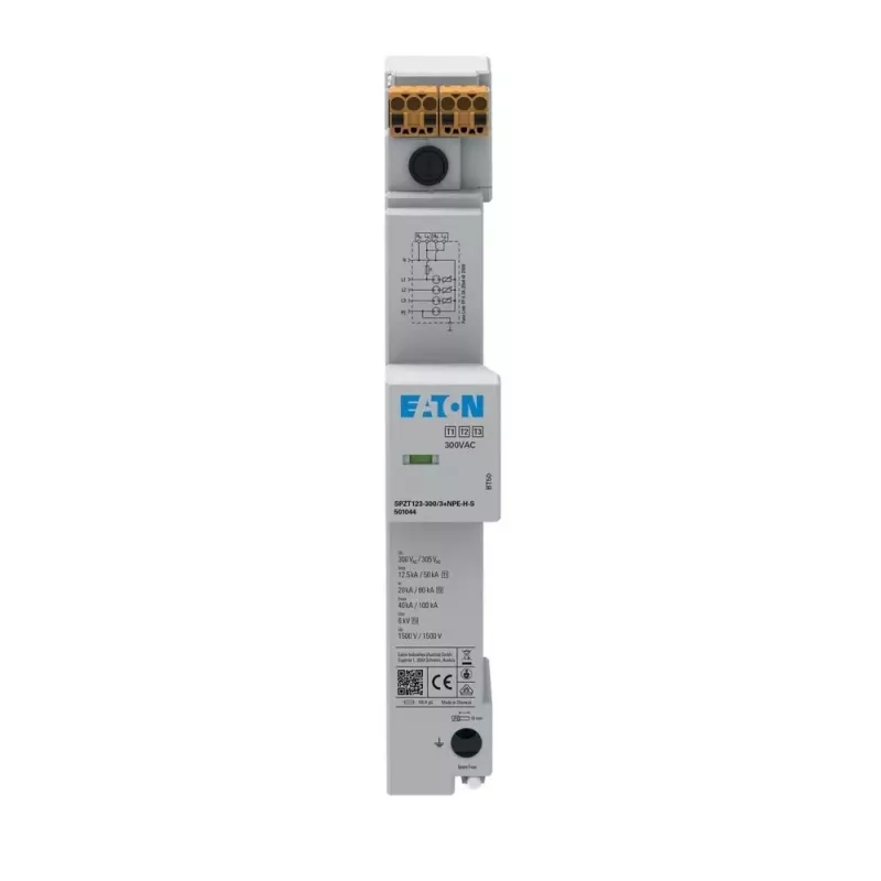 Eaton SPZT123-300/3+NPE-HS viršįtampių apsaugos įtaisas 40mm šynai, Type 2+3, 3+NPE, 300V AC 501044