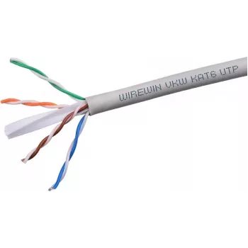 Wirewin Cat6 U/UTP kieto vario tinklo instaliacinis kabelis, 305 m ištraukimo dėžėje, 250 MHz, pilkas (VKBOX KAT6 UTP 305.0)