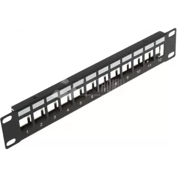 Wirewin 12 prievadų keystone modulių tuščias skydelis, 10 colių, juodas, ekranuotas keystone sistemos (TKS PANEL 12 BLACK)