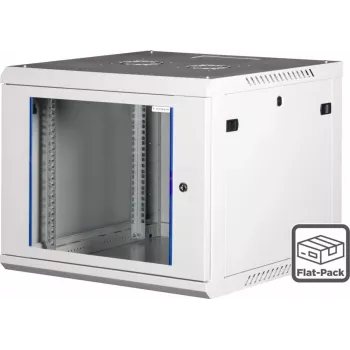 Wirewin 19 colių sieninis spintelinis stovas, vientisas, Pro 3-osios kartos, išardomas, 600x600mm, šviesiai pilkas (WCAB PS3 600X600X12U FP)