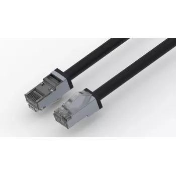 Wirewin lauko tinklo kabelis Cat.6A S/FTP PUR Anti-UV juodas 0,25m PKW-OUT-SF-K6A-PUR 0.25