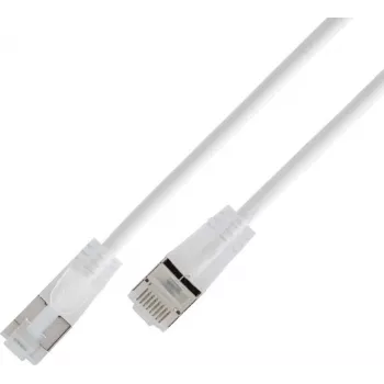 Wirewin SLIM KAT6A 10 Gigabit šviesusis tinklo kabelis, U/FTP, permatomi jungtys, 0,5 m, baltas SLIM-L-UF-K6A-TL 0.5 WT