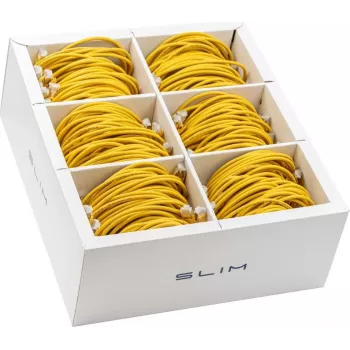 Wirewin SLIM KAT6A 10 Gigabit šviesus pataisymo kabelis, 1,0 m, U/FTP, Ø 3,8 mm, geltonas, 90 vienetų paketas, ekranuotas (SLIM-LS-K6A 1.0 YE 90)