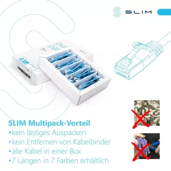 Wirewin SLIM KAT6A 10 Gigabit šviesus perdavimo kabelis, 0,25 m, U/FTP, Ø 3,8 mm, baltas, 50 vnt. paketas (SLIM-LS-K6A 0.25 WT 50)