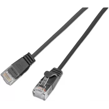 Wirewin SLIM Cat6a 10 Gigabit plonas tinklo kabelis, U/UTP, 3,6 mm, juodas, 0,15 m SLIM-L-UU-K6A 0.15 BK