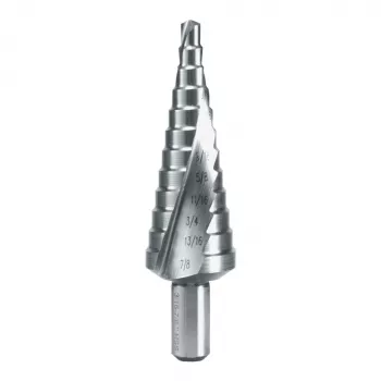 RUKO pakopinis grąžtas HSS, 4 dydis, 3/16 inch - 7/8 inch (4.8 - 22.2 mm), 10 pakopų, DIN 1412 C