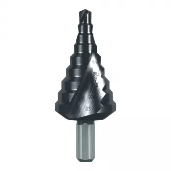 RUKO pakopinis grąžtas HSS TiAlN spiraliniais grioveliais 6,5-32,5 mm, 14 pakopų