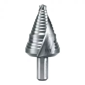 RUKO laiptinis grąžtas HSS-Co 5% 7/8 inch - 1 1/8 inch (22,2 - 28,6 mm) 3 plokščių kotu