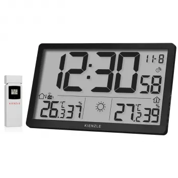 KIENZLE Jumbo NEO LCD meteorologinė stotis su laikrodžiu, juoda