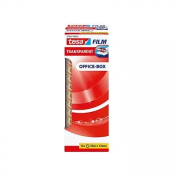 Tesa 57402 Office Box skaidri pakavimo juosta, 33 m x 12 mm, 12 ritinių
