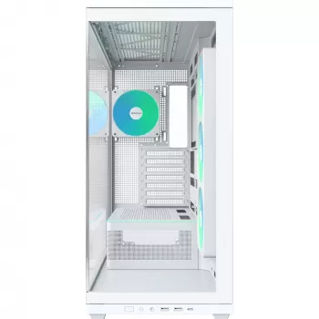 MONTECH TG3 White ATX vidutinio dydžio korpusas, grūdinto stiklo priekinis ir šoninis skydai, 3x 120mm RGB ventiliatoriai