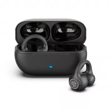 JLab Flex Open Air Clip belaidės ausinės, Bluetooth 5.3, 32 val. bendra baterija, IP55, juodos