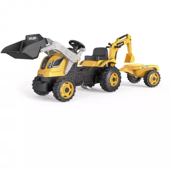SMOBY Tractor Max pedalais varomas važiuojamasis traktorius su priekaba, žalias, nuo 3 metų