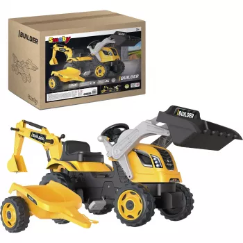 SMOBY Tractor Max pedalais varomas važiuojamasis traktorius su priekaba, žalias, nuo 3 metų
