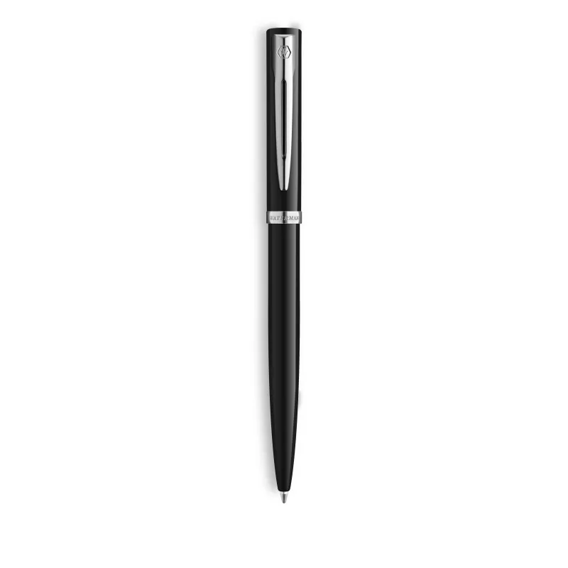 Waterman Impression tušinukas - juodas lakas, chromo apdaila, vidutinio storio mėlynas 2225498