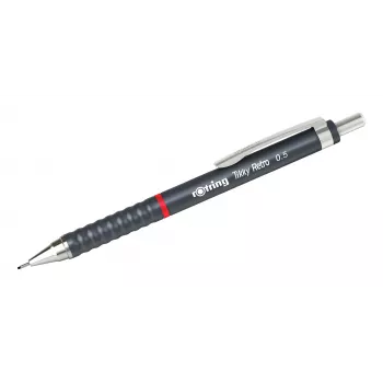 rotring Tikky Retro mechaninis pieštukas 0,5 mm, pilkas, chromuotas fiksuotas kreipiamasis vamzdelis, guminis banguotas suėmimas 2202567