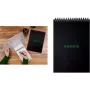 RHODIA GREENPAD spiralinis bloknotas A5+ su linijomis, juodas, 160x210mm, 90gsm, 80 lapų, 119929C
