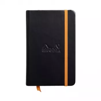 RHODIA RHODIARAMA užrašų knygelė 90 x 140 mm, liniuotė, juoda, dirbtinės odos viršelis, 96 lapai, 118642C