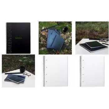 RHODIA Greenbook College Block A4+ bloknotas su linijomis, juodu perdirbto kartono viršeliu, 119914C