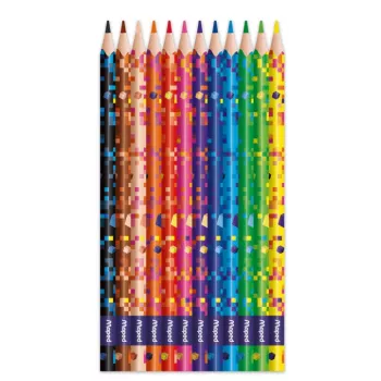 Maped PIXEL PARTY trikampiai spalvoti pieštukai, 12 skirtingų spalvų, minkštas nelūžtantis švinas, pikselių rašto kotas, kartoninė dėžutė 862204