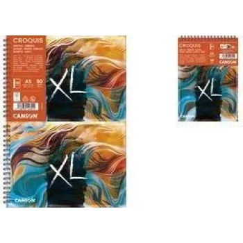 Canson XL Skizze Waves A5 eskizų knygelė, 90 gsm, 80 lapų, spirale įrišta, tvirtu užnugariu C507803000