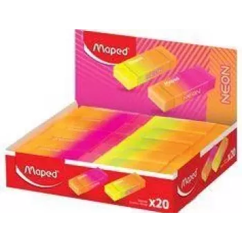 Maped NEON plastikinis trintukas, 20 vienetų, neoninės oranžinės ir neoninės rožinės spalvos, mažai dulkių, be ftalatų, be PVC 121901