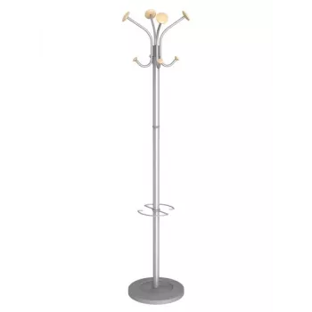MAUL Stily drabužių stovas su skėčių laikikliu, sidabrinis, mediniai kabliukai, 8 kabliukai, 1750 mm 9403270