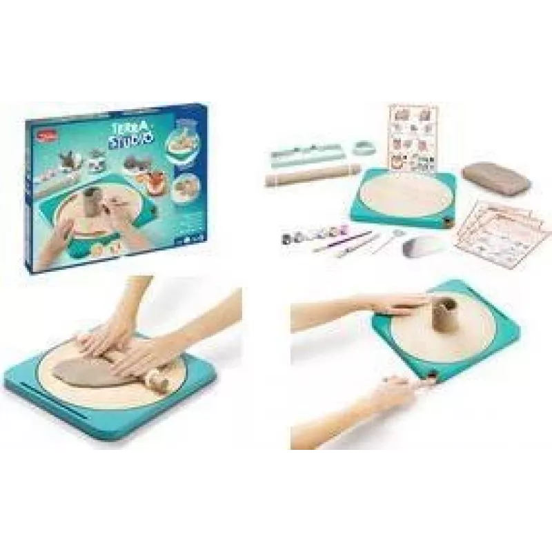 Maped Creativ keramikos studijos rinkinys nuo 5 metų, savaime džiūstantis molis su 6 dažais, įrankiais, teptuku ir laku 907224