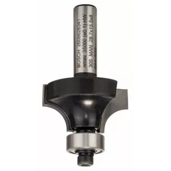 Bosch Expert for Wood frezavimo antgalis su apvalinimo profiliu, 8 mm kotas, R1 8 mm, 15,5 mm pjovimo ilgis, 53 mm bendras ilgis 2608628341