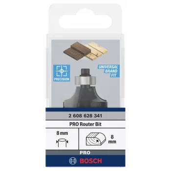Bosch Expert for Wood frezavimo antgalis su apvalinimo profiliu, 8 mm kotas, R1 8 mm, 15,5 mm pjovimo ilgis, 53 mm bendras ilgis 2608628341