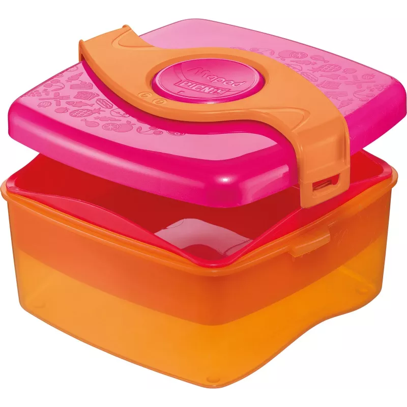 Maped PICNIK ORIGINS 1,4 l pietų dėžutė, rožinė/oranžinė, su 2 skyriais ir išimamu indeliu 870107