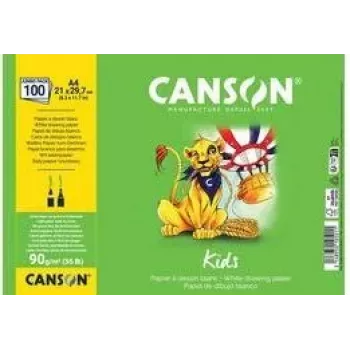 Canson Kids piešimo popieriaus bloknotas A4 90 g/m² baltas švelniai grūdėtas 50 lapų pieštukui ir spalvotiems pieštukams C629012000