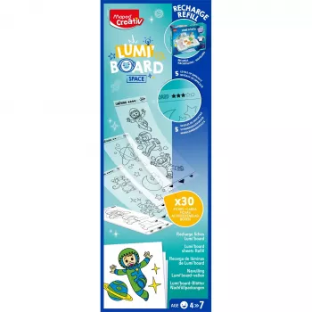 Maped Creativ LUMI BOARD Space papildymo rinkinys - 35 atsekimo ir teminiai lapai LED šviesos stalams 907097