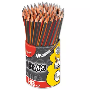 MAPED BLACK'PEPS HB grafitinis pieštukas su trintuku, trikampio formos, 72 vnt. dėkle 851759FC