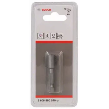 Bosch 1/4 inch antgalių įstatymas 7 mm šešiakampis 50 mm ilgio chromo vanadžio plienas 2608550070