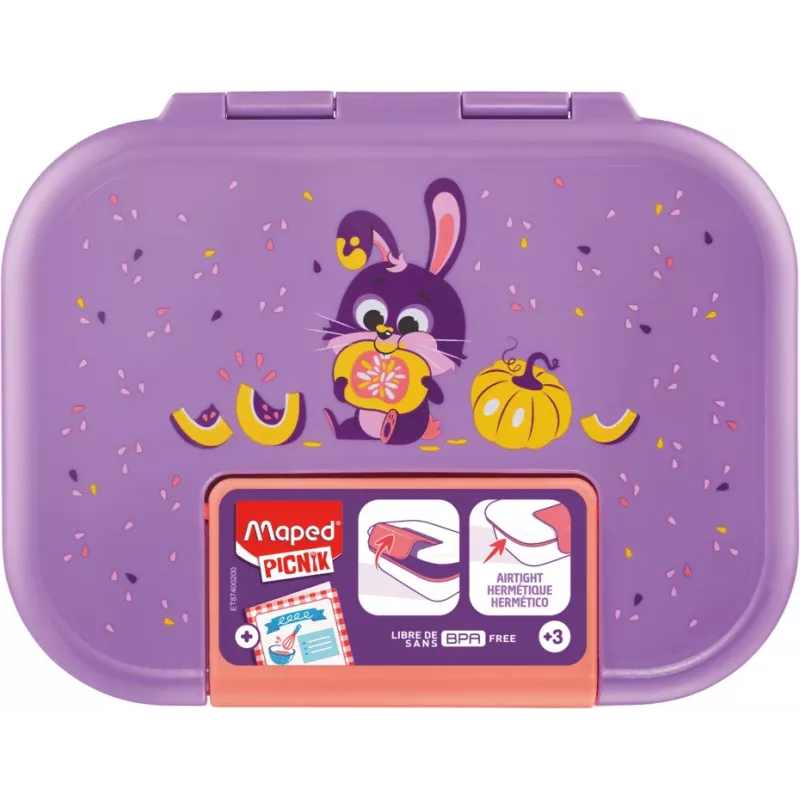 Maped PICNIK pietų dėžutė Rabbit, nerūdijantis plienas, 0,9 L, plastikinis dangtis su silikoniniu tarpikliu – 1 vnt. (874002)
