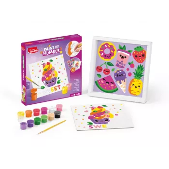 Maped Creativ dažymo pagal skaičius rinkinys Kawaii Food Sweet – 2 iš anksto atspausdinti paveikslai, 10 akrilinių dažų, teptukas, nuo 7 metų, 907088