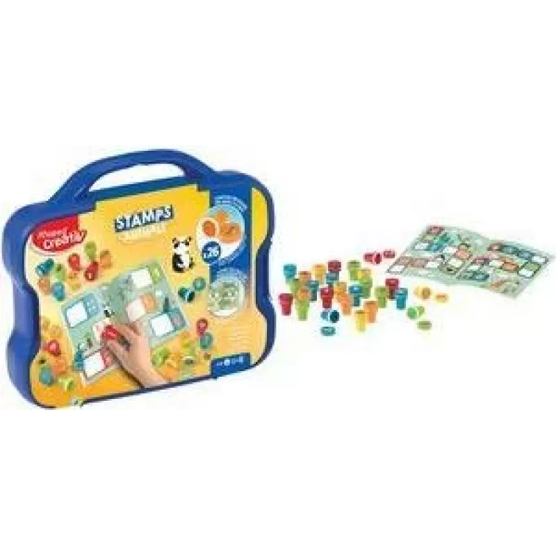 Maped Creativ gyvūnų motyvų antspaudų rinkinys, savaiminio rašalo, 15 antspaudų, plastikinis dėklas 907090