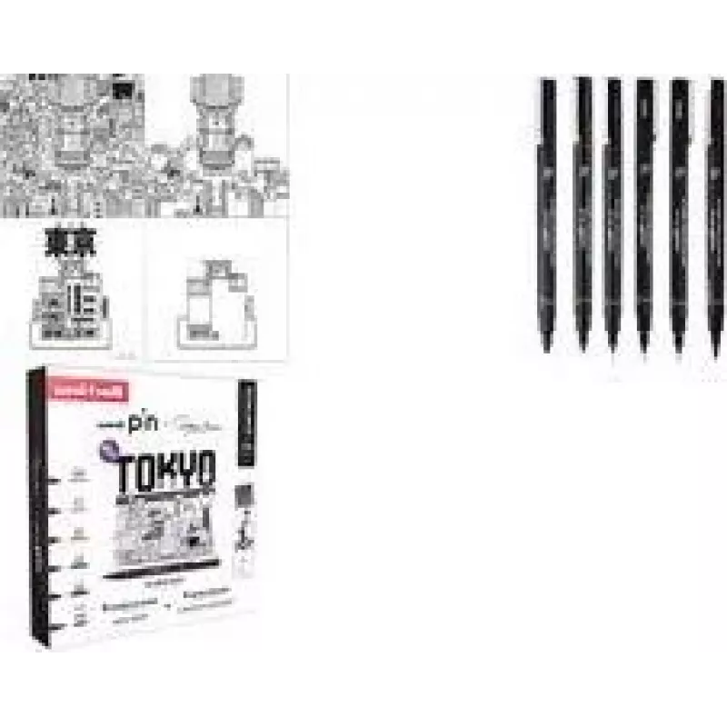 uni-ball Fineliner PIN TOKYO, 6 dalių kūrybinis rinkinys, vandeniui atsparūs pigmentiniai rašalai, metaliniais įdėklais galai (CF PIN/6 001)