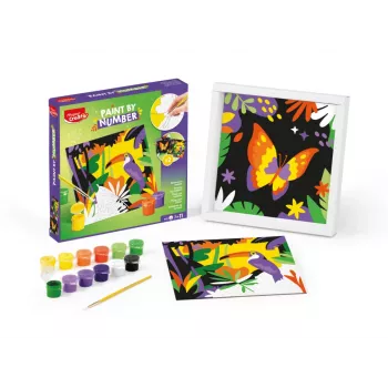 Maped Creativ dažymo pagal skaičius rinkinys - Papūga ir drugelis, 2 dizainai, 10 akrilinių dažų, nuo 7 metų 907085