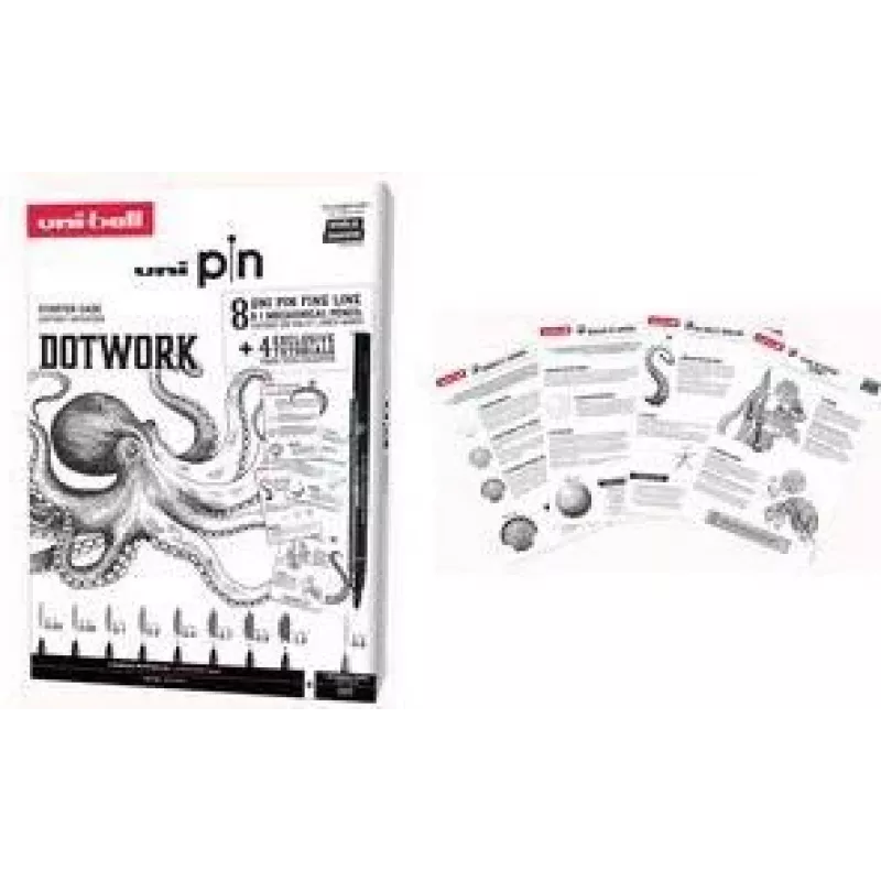 uni-ball DOTWORK Starter Set uni pin, 9 dalių rinkinys su 8 finelineriais ir 1 Shalaku S mechaniniu pieštuku (CF PIN/8 005)