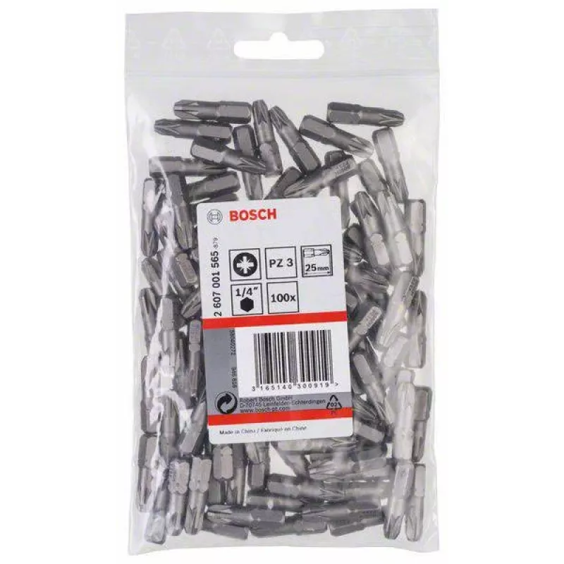 Bosch Pozidriv antgalis PZ3 25 mm, 100 vienetų pakuotė 2607001565