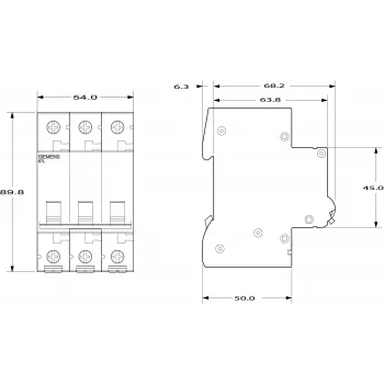 SIEMENS 5TL13910 atjungimo jungiklis 100A 3 polių 400V AC DIN bėgiui