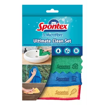 Spontex Ultimate Clean mikropluošto šluostės, 3 vienetų rinkinys, 32 x 32 cm, įvairių spalvų 19790991