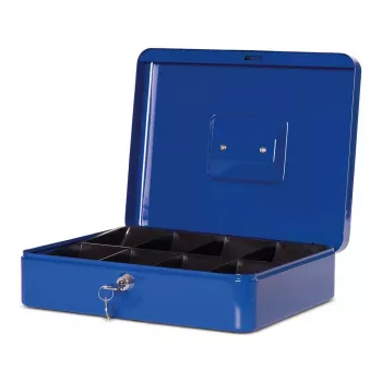 MAUL pinigų dėžutė Size 4, mėlyna, 300x245x90 mm, plieninė, su monetų padėklu ir cilindrine spyna 56114-37