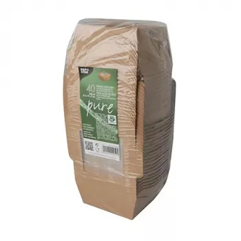 Papstar 87250 vienkartinė maisto pakuotė iš kartono su PLA danga, ruda, 750 ml, 50 vnt.
