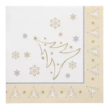 PAPSTAR X-Mas Elegance auksinio Kalėdų motyvo servetėlės, popierinės, 4 sluoksnių, 1/4 lankstymo, 400 x 400 mm, 1 vnt. (87104)